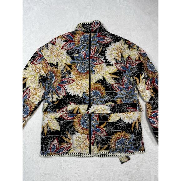 7 For All Mankind Women’s Quilted Embroidered Jacket Size M Multicolor Boho Y2K - Picture 3 of 7